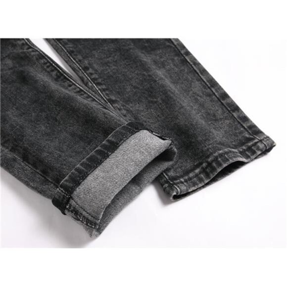 Men's Casual Printed Slim Fit Jeans Skinny Denim Pants - Picture 6 of 7